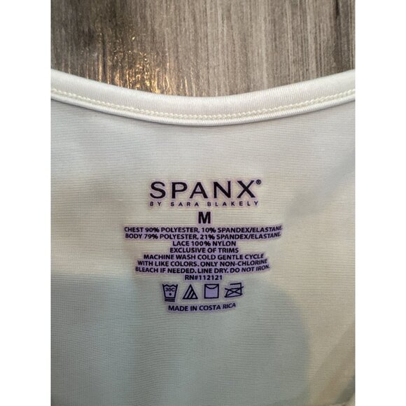 Spanx Womens Lace Sheer Tank Top Medium Cream Polyester Blend - Picture 3 of 6
